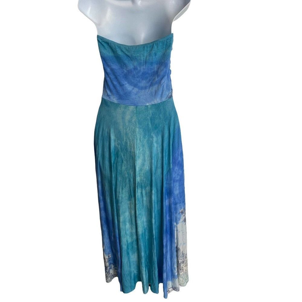 NWT Sky Brand Crochet High Low Turquoise Tie Dye Floral RTL $239 Sleeveless Sz L - Picture 2 of 5